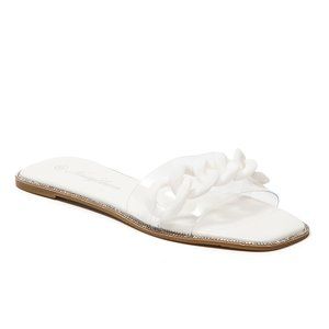 Women Cute Trendy Minimalist Fashion White Open Toe Comfy Flat Sandals